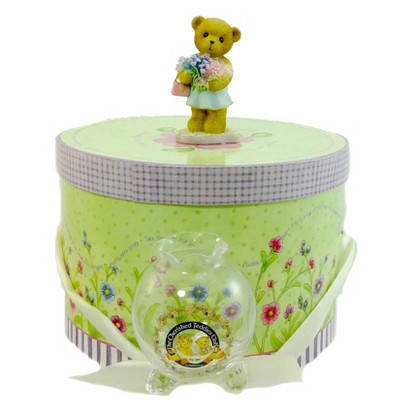 Cherished Teddies 10.0" Robyn 2006 Club Kit Teddy Bear Wishing Jar Flowers  -  Decorative Figurines