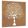 vidaXL Patio Wall Decoration 21.7"x21.7" Corten Steel Tree Design - 2 of 4