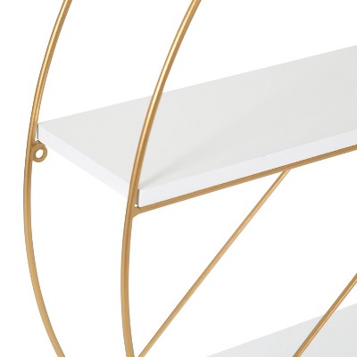 White and Gold Mid-Century Modern Wall Shelf