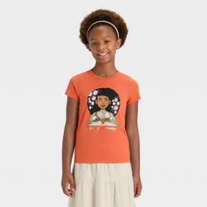 Girls' Short Sleeve Girl Growing and Blooming T-Shirt - Cat & Jack™ Burnt Orange - 1 of 4