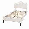 Upholstered bed frame, velvet platform bed with smart lights and adjustable bear-shaped headboard, wooden slats support children's bed - 3 of 4