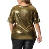 Agnes Orinda Women's Plus Size Metallic Round Neck Short Sleeve Summer Carnival Party Blouses - 4 of 4