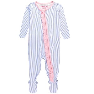 RuffleButts SoftSnooze Baby Girls Ruffle One Piece Footie Pajama - 1 of 4