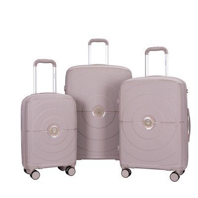 URECOVER Hardshell Luggage Set, Double Spinner Wheels, Lightweight, Durable, TSA Lock, 3-Piece (20/24/28), Griege