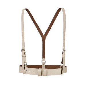 Allegra K Womens Vintage PU Leather Y Back Suspenders Adjustable Holes Belts - 1 of 4