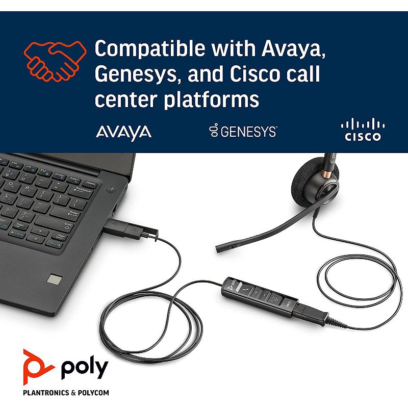 Poly DA85 USB-A / USB-C Digital Adapter - Works with Poly Call Center Quick Disconnect (QD) Headsets - Works with Avaya, Genesys & Cisco call center, 4 of 8