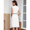 INSPIRE CHIC Women's Work Crew Neck Sleeveless Button Decor Belted A Line Midi Dresses - 3 of 4