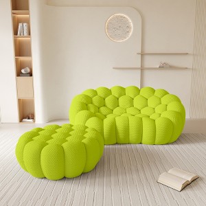 WJSHome Loveseat Bubble Sofa with Ottoman, Curved Couch, Comfy Upholstered Sofa, Mesh Fabric 3D Honeycomb Shape Modern Couch - 1 of 4