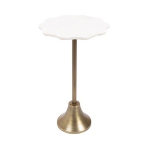 Kate and Laurel Sanzo Scalloped Marble and Metal Table, 14x14x24, Gold - 1 of 4