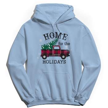 Rerun Island Men's Christmas Home For The Holidays Long Sleeve Graphic Cotton Hoodie