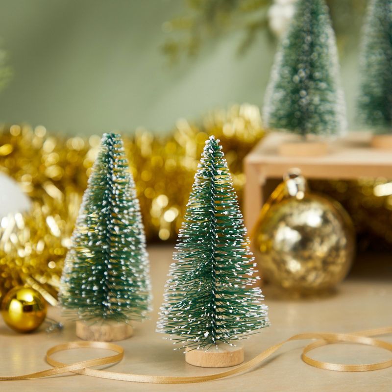 Juvale 12 Pack 4.25" Mini Christmas Trees for Table Top Decorations, Holiday Decor, 4.25 x 2 Inches, 2 of 7