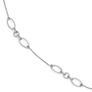 Black Bow Jewelry Sterling Silver Oval Station Link Anklet, 9-10 Inch - 1 of 4
