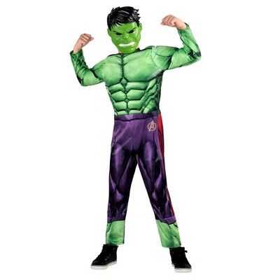 Kids' Marvel Hulk Muscle Chest Halloween Costume Jumpsuit with Mask