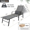 Whisen Gray Outdoor Adjustable Patio Swimming Pool Lounge Chaise Lounge Recliner with Pillow - 3 of 4