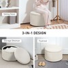 ChicFurnit Ottomans and Benches Storage Ottoman Round Footstool Foot Rest Round Footstool for Living Room, White, 24.8"*6.69"*24.8" - 4 of 4