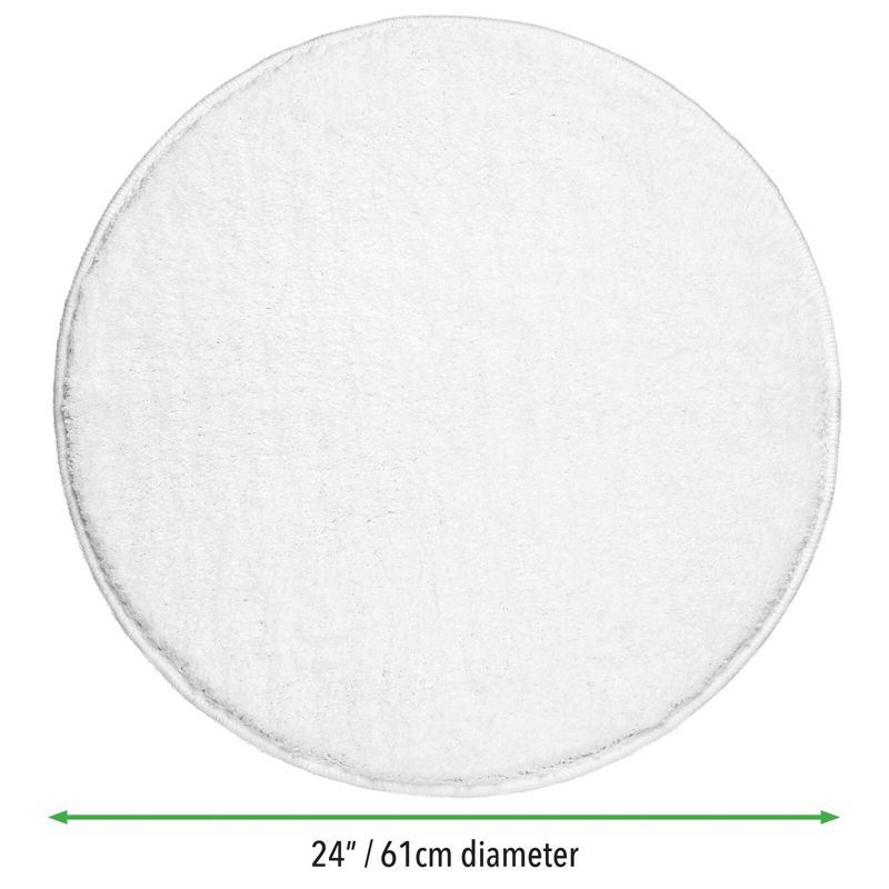 mDesign Microfiber Accent Rug Mat, 24" Diameter - Pure White, 3 of 6