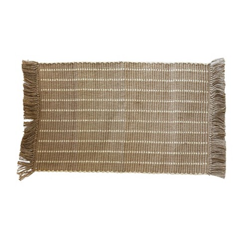 Foreside Home & Garden 2'x3' Jute Striped Hand Woven Decorative Indoor Rug - image 1 of 4