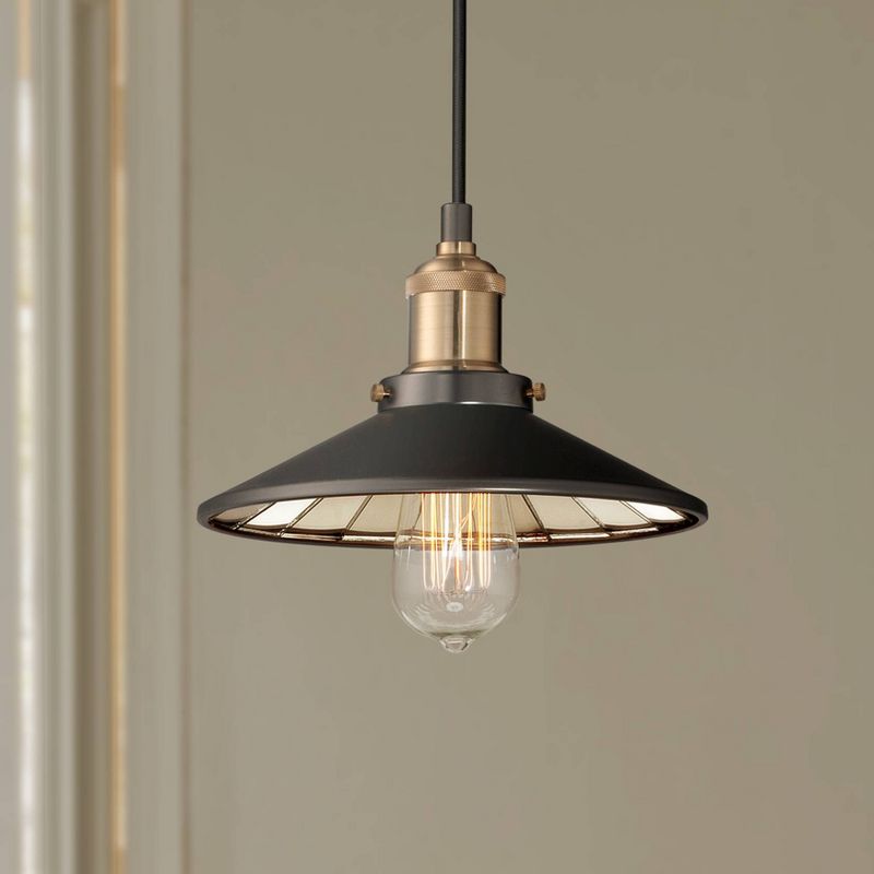 Franklin Iron Works Emile Oil Rubbed Bronze Brass Mini Pendant 8 3/4" Wide Industrial LED Fixture for Dining Room House Foyer Kitchen Island Entryway, 2 of 10
