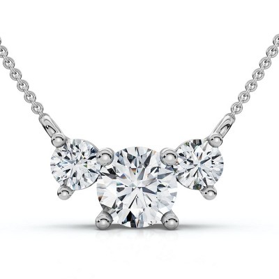 Pompeii3 1Ct Diamond 3-Stone Pendant Necklace 14k Gold Lab Created