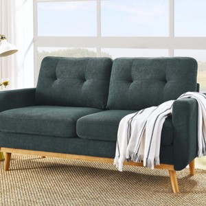 APRILSOUL 67.7" Wide Mid-Century Modern Upholstered Tufted Loveseat Sofa With Wooden Legs - 1 of 4