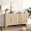 4-Door Sideboard Buffet Cabinet, Rattan Storage Cabinet with Adjustable Shelves, Boho Console Table for Entryway, Living Room, Kitchen, Coffee Bar - 3 of 4