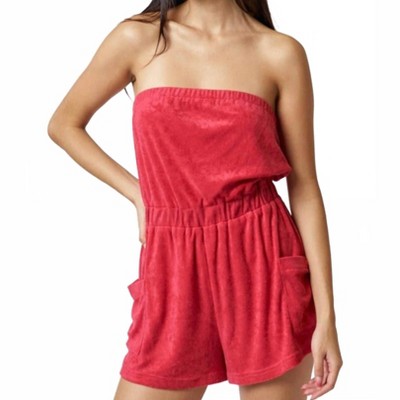 Women's Sunny Days Strapless Terry Romper - Blue Blush