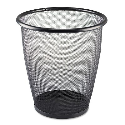 Safco Onyx Round Mesh Wastebasket Steel Mesh 5gal Black 9717BL