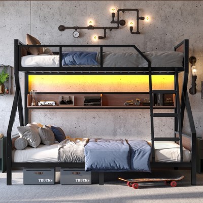 TiramisuBest Queen/Full Size Metal Loft Bed/Full Bunk Bed with Ladder and Storage Shelf
