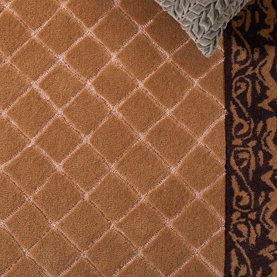 Ivory and Chocolate Hand Hooked Wool Area Rug