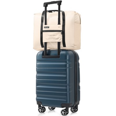 YONWAY 20-Inch Hardshell ABS Sets, Checked Spinner Luggage Set Lightweight Travel Luggage with Foldable Duffel Bag