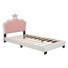 NicBex Twin/Full Size Princess Upholstered Bed Frame with Crown-Shaped Headboard for Girls,Solid Wood Slats Support,Easy Assembly - 4 of 4