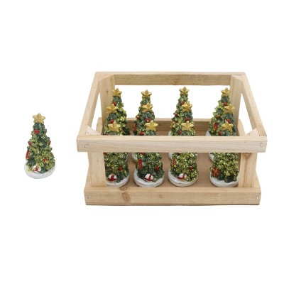 Transpac Resin Mini Christmas Trees Set of 12 Decorative Tabletop Tree Sculptures in Green Indoor Use  Spot or Wipe Clean Holiday Decoration Gift