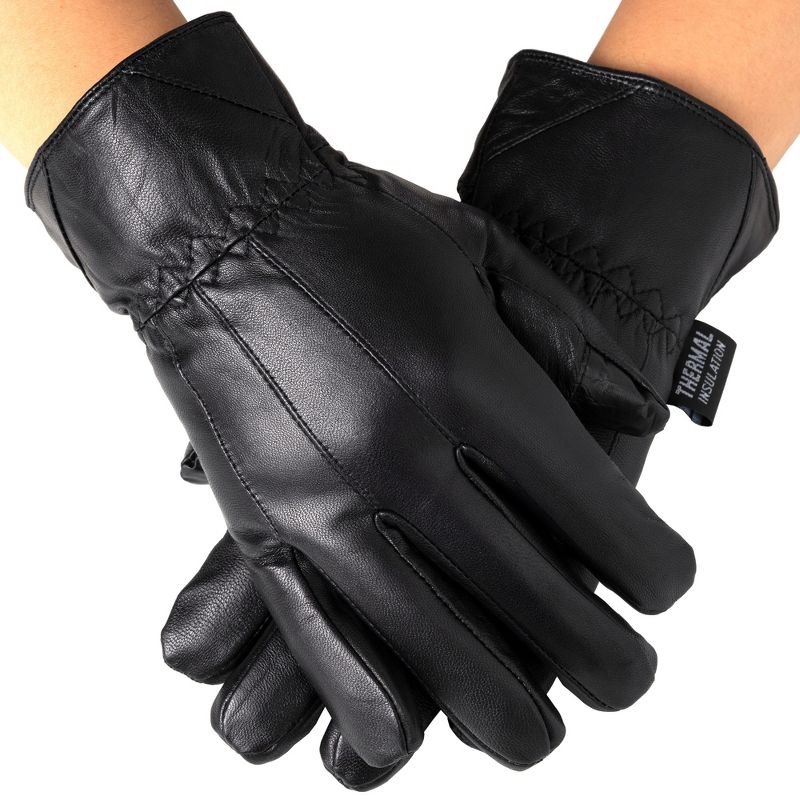 Alpine Swiss Mens Touch Screen Gloves Leather Thermal Lined Phone Texting Gloves, 1 of 7