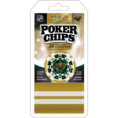 MasterPieces Casino Style 20 Piece 11.5 Gram Poker Chip Set NHL Minnesota Wild Gold Edition
