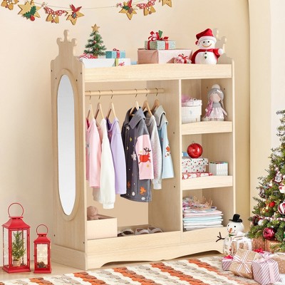 Arceso Kids Dress up Storage with Mirror,Armoire Wardrobe Closet for Kids Room