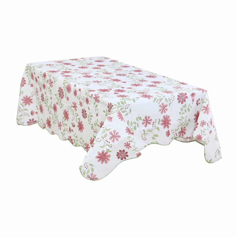 41"x60" Rectangle Vinyl Water Oil Resistant Printed Tablecloths Red Nine-petals Flower - PiccoCasa, 2 of 4