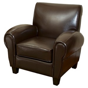 Finley Bonded Club Chair Brown Leather - Christopher Knight Home