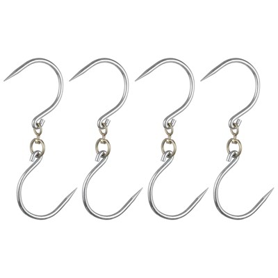 Unique Bargains Carbon Steel Swivel Galvanized Corrosion-resistant Meat Hook 4 Pcs