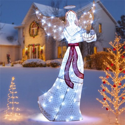 SEVOBAL Inflatable Holiday Decorations 5ft Pre-Lit Christmas Angel Decor Christmas Inflatable Outdoor Decoration, White, 42"*19.2"*60"
