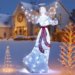 SEVOBAL Inflatable Holiday Decorations 5ft Pre-Lit Christmas Angel Decor Christmas Inflatable Outdoor Decoration, White, 42"*19.2"*60" - 1 of 4