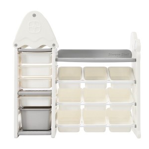 Kids Toy Storage Organizer with 14 Storage Bins, Multipurpose Storage Shelf Extra Large Tree Shape Design Kids Toy Organizers and Storage with Roof - 1 of 4