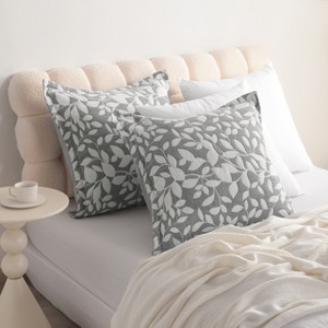 2 Pack Triple-Layer Cotton Pillow Shams, Breathable Thermal Yarn-Dyed Pillowcases, 26x26 Inches - NTBAY - 1 of 4