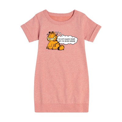 - Garfield - Not Always Right Graphic Short Sleeve Fleece Dress