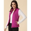 Allegra K Women's Stand Collar Lightweight Gilet Quilted Zip Vest - 3 of 4