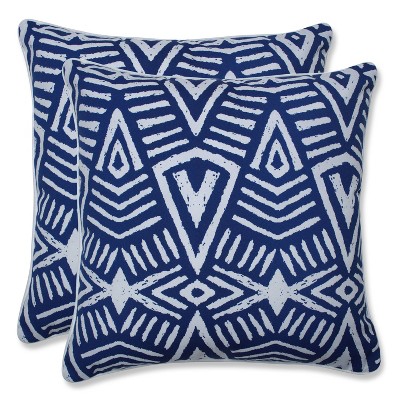 18.5" 2pk Geometric Dimensions Throw Pillows Blue - Pillow Perfect