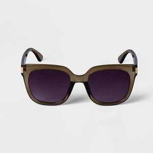Women's Crystal Square Sunglasses - A New Day™ Olive Green: UV Protection, Recycled Plastic Frame - 1 of 2