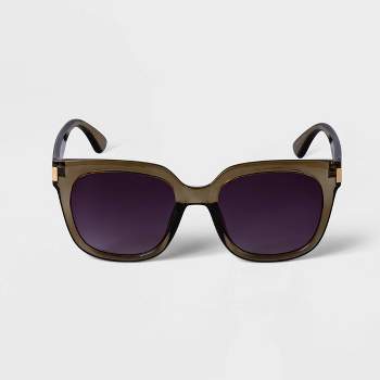Women's Crystal Square Sunglasses - A New Day™ Olive Green