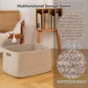 Itopfox Woven Blanket Storage Basket with Handle, Cotton Rope Basket for Organizing, Blanket Basket for Living Room, Toy Basket for Nursery, Brown - 4 of 4