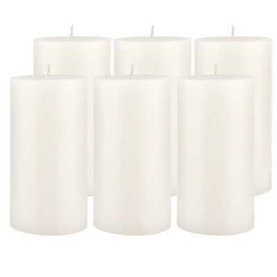 6pk Unscented Flat top Smooth Pillar Candles White - Stonebriar Collection