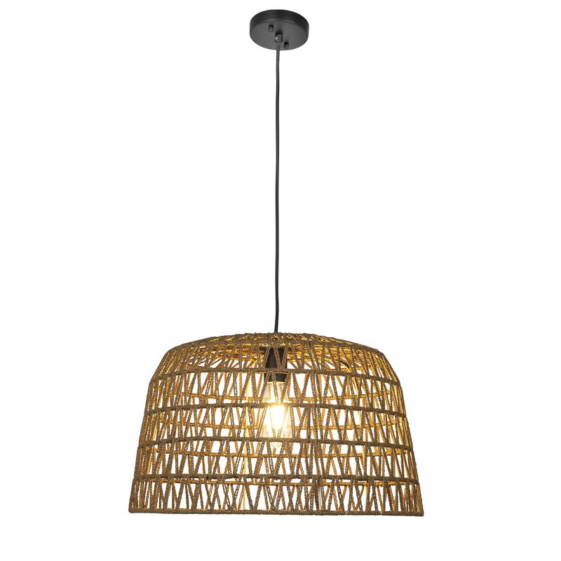 Storied Home Boho Open Weave Metal and Paper Rope Ceiling Light , 4 of 8
